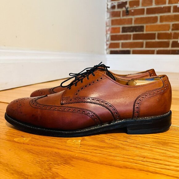 ALLEN EDMONDS Shoes Mens 10.5 D Ashland Walnut Brown Wingtip Oxford Derby - Picture 9 of 16